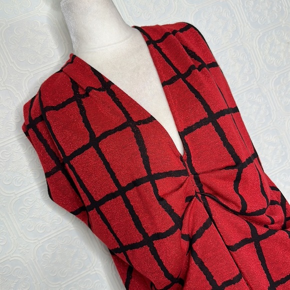 Zara | Black & Red Checkered MIDI Dress - Picture 6 of 13